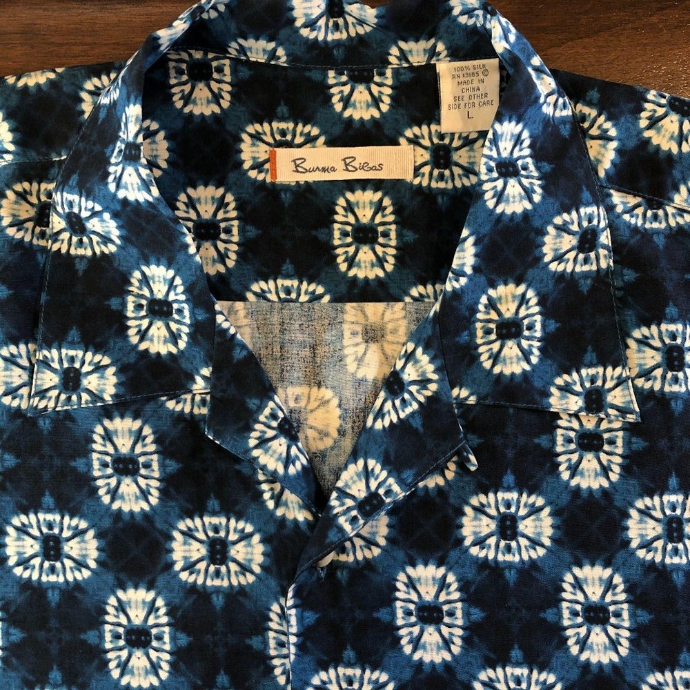 Burma Bibas Silk Hawaiian Camp Shirt Men’s Large
